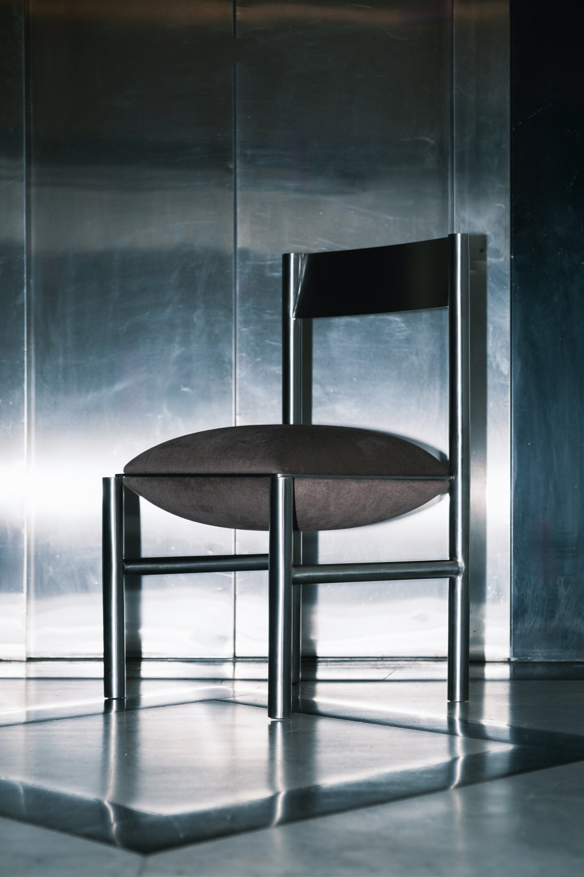J O H N Chair | Stainless Steel + Upholstery