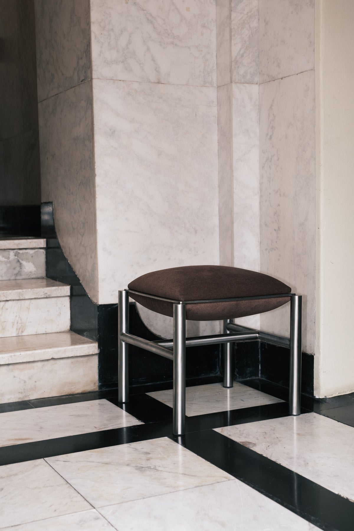 J O H N Stool | Stainless Steel + Upholstery