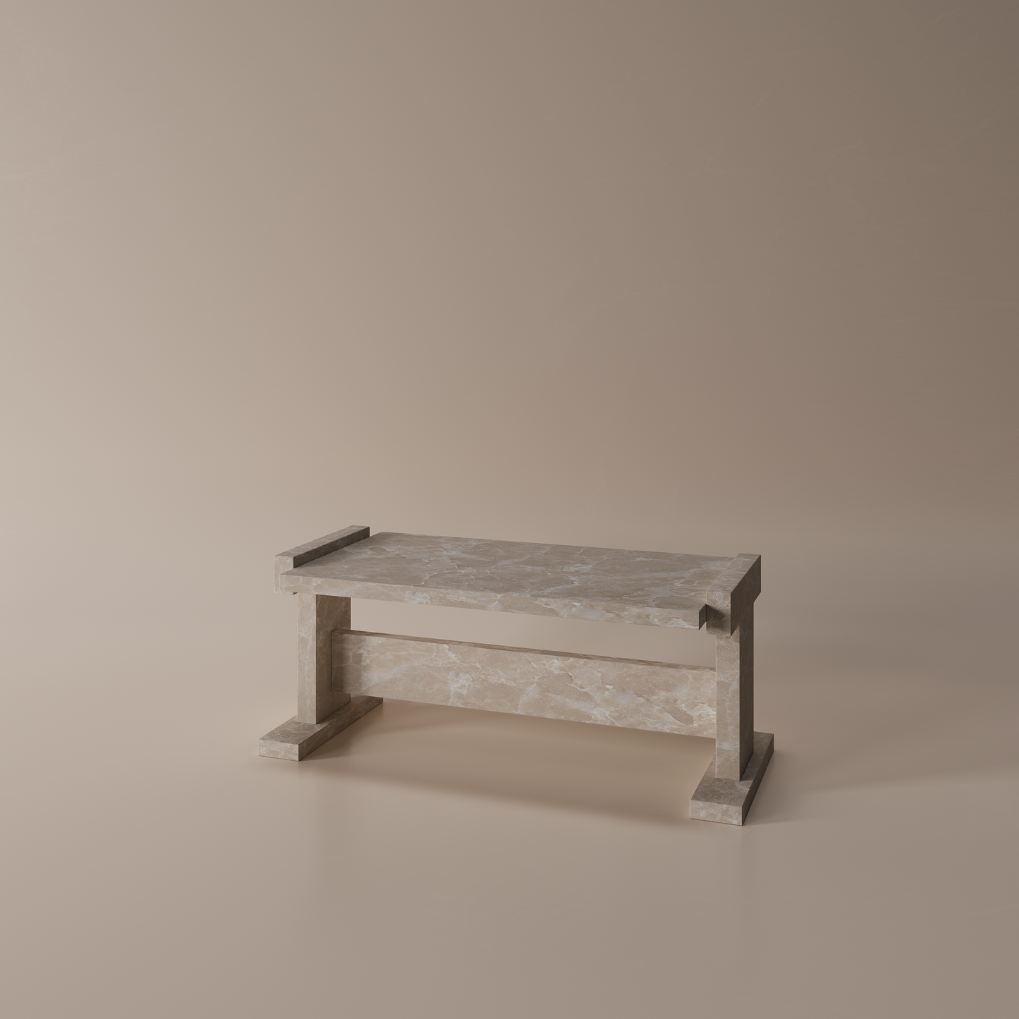 Beige marble coffee table on beige background