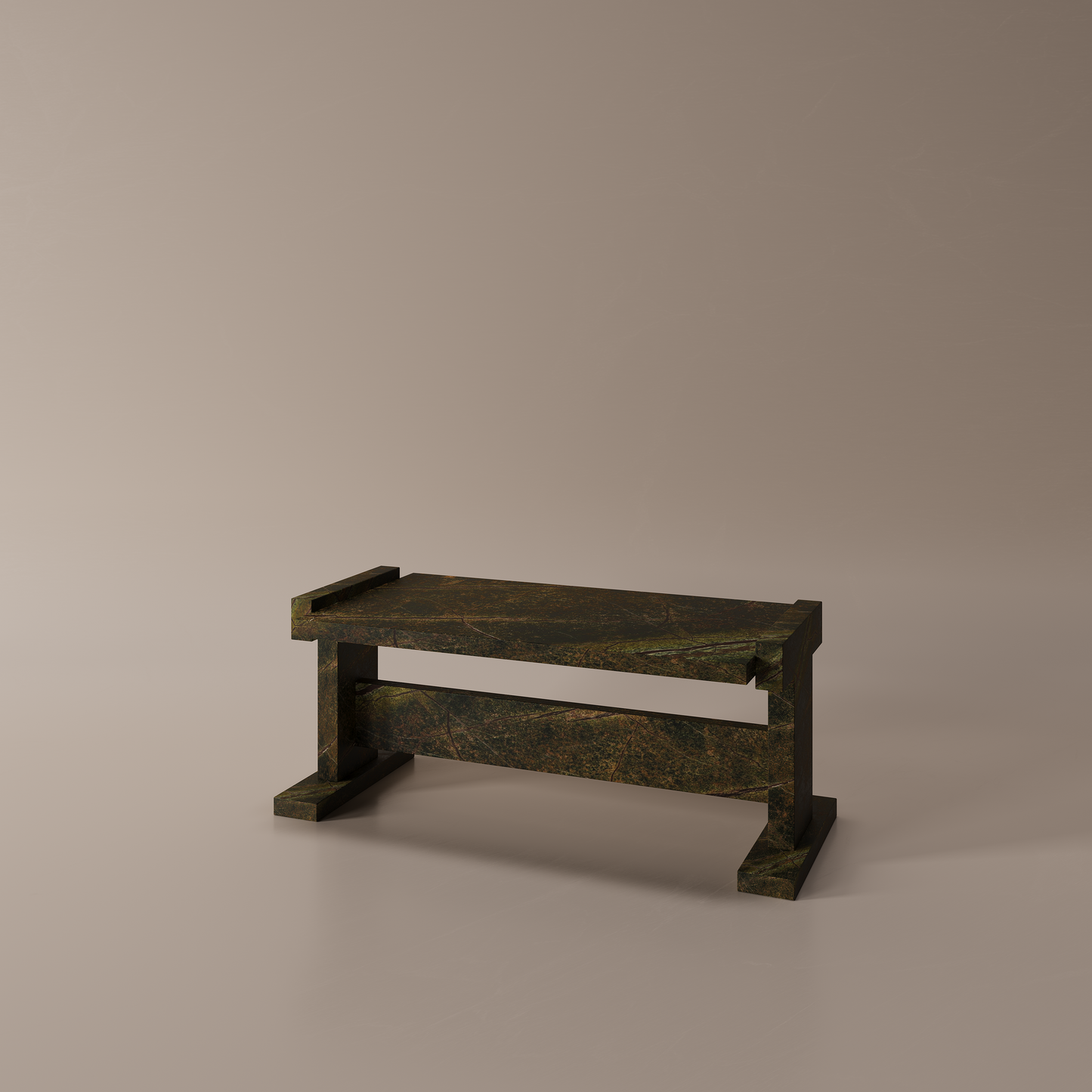 Forest green marble coffee table on beige background