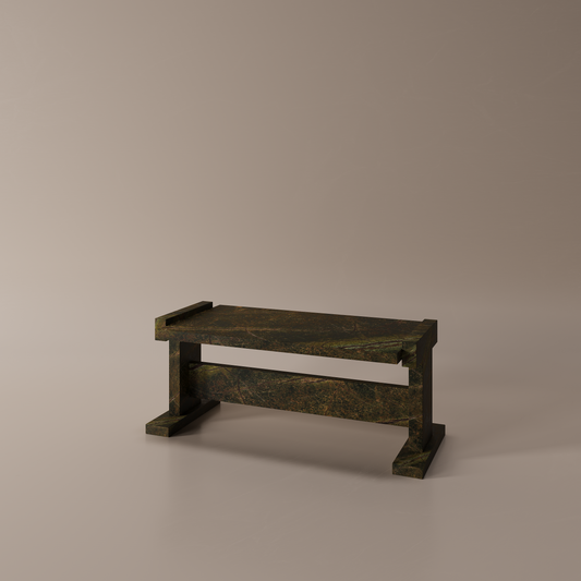 Forest green marble coffee table on beige background