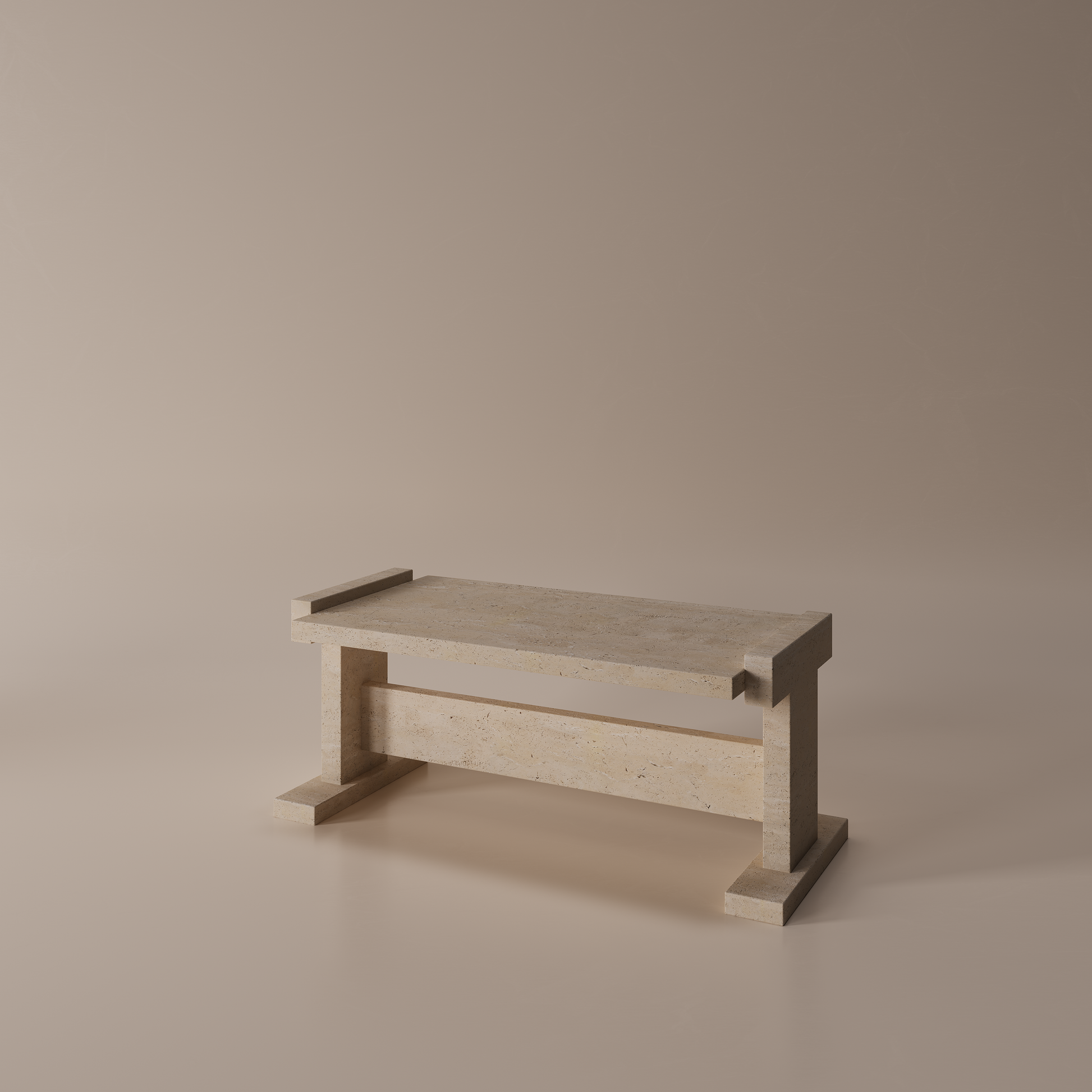 Limestone coffee table on beige background