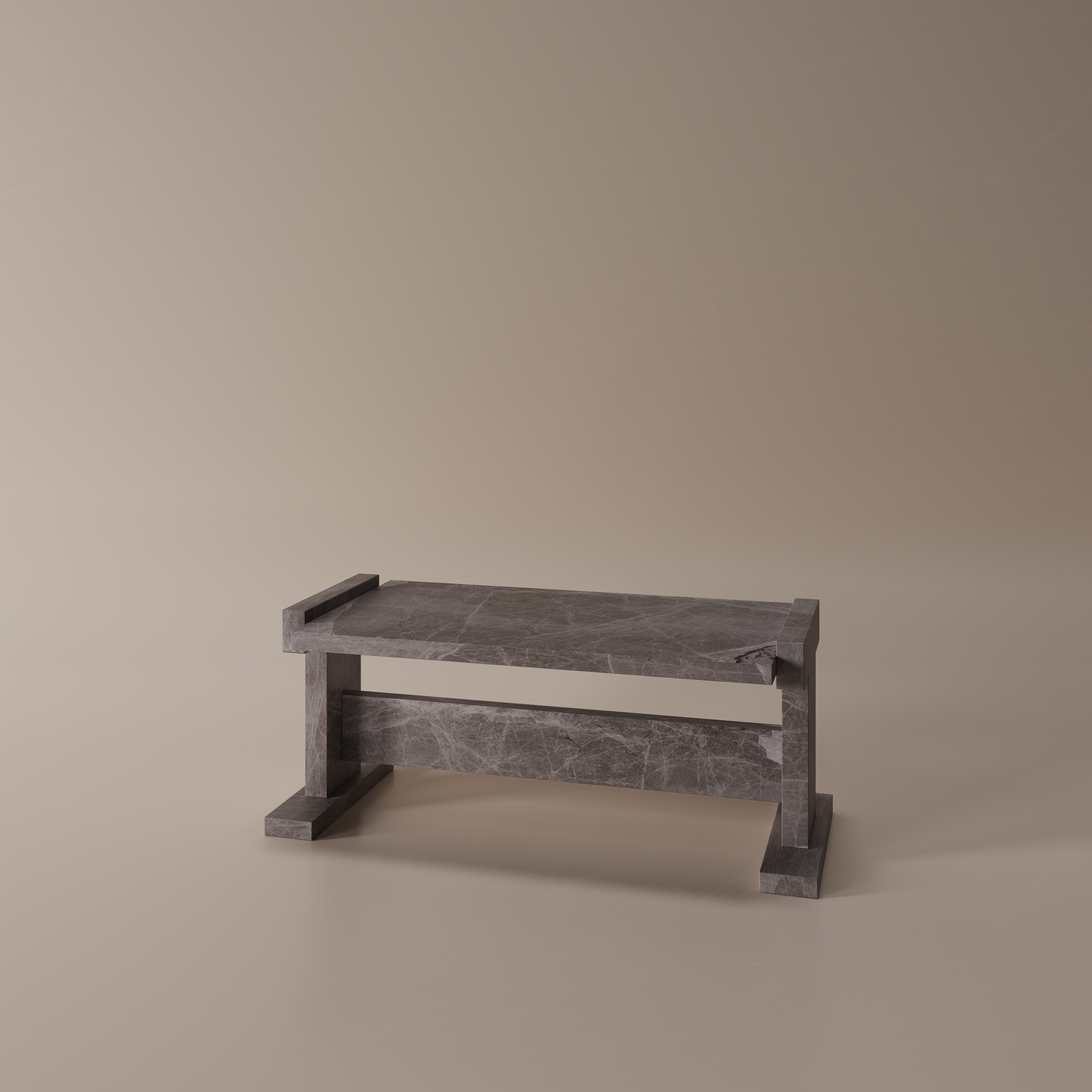 Grey marble coffee table on beige background