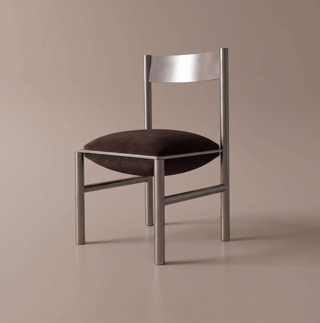 J O H N Chair | Stainless Steel + Upholstery